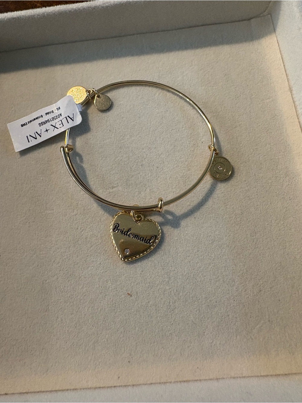 NWT Alex & Ani gold tone bridesmaid heart charm bracelet
